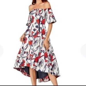 Badgley Mischka off shoulder Angela dress brocade red floral gown
